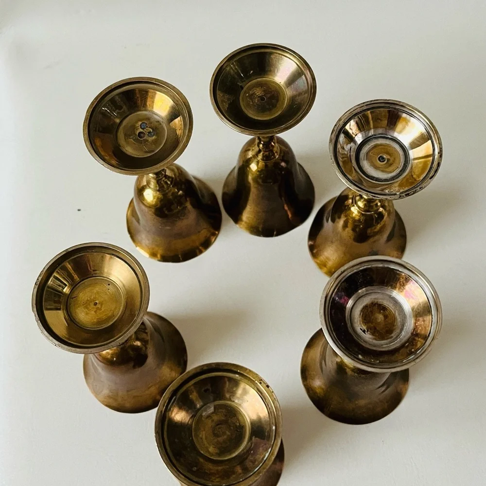 Elegant Brass and Silver Goblet Set with Tray